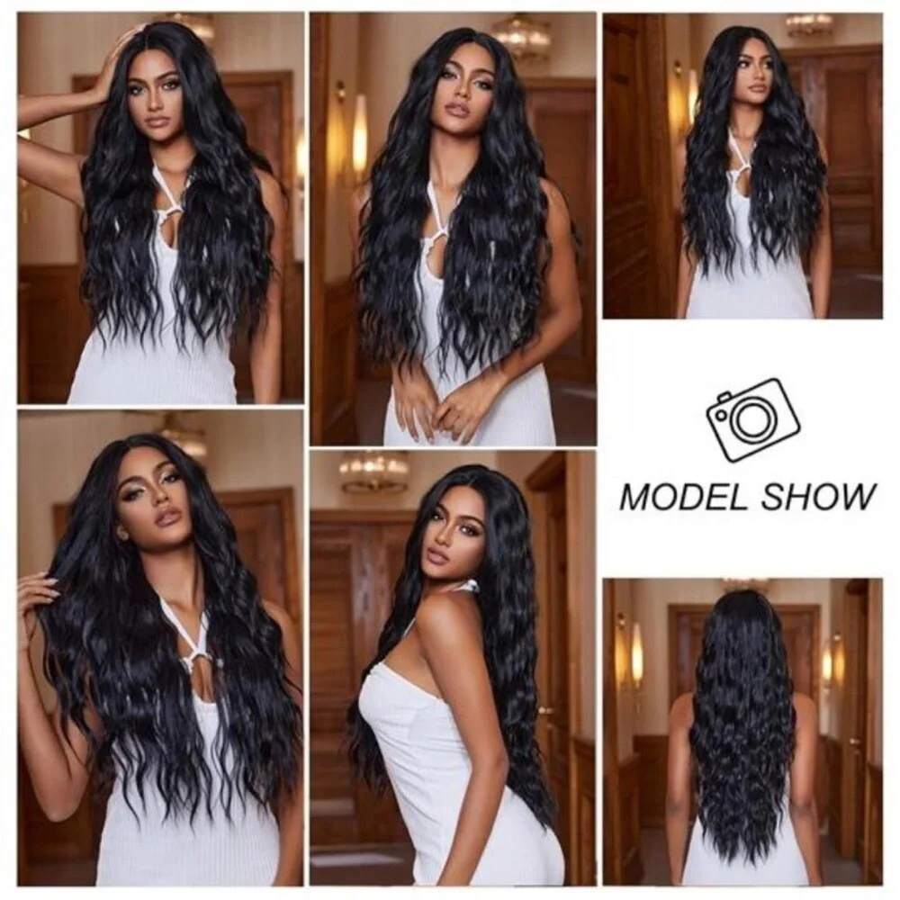 Womens Natural 28” Hair Heat Resistant Black WIG